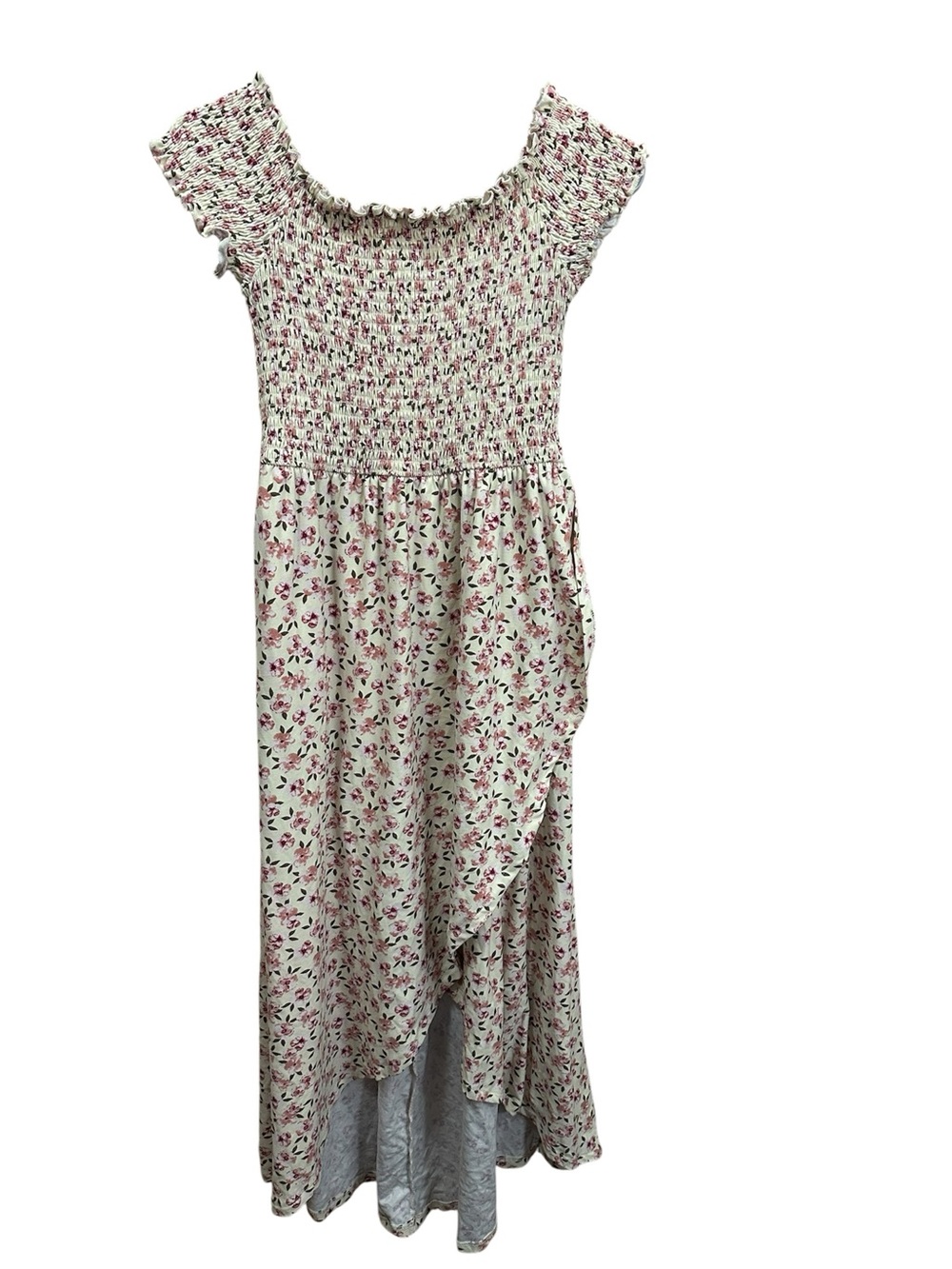 J For Justify Cream And Floral High Low Smocked Dress Small
